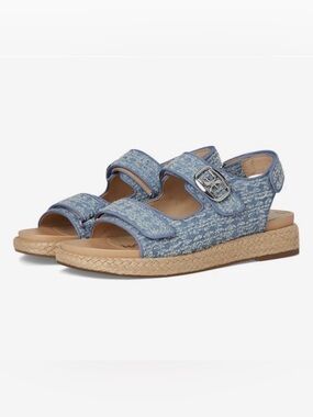 NEW Sam Edelman Womens Size 5.5 Montrose Blue Arlo Double-Strap Flat Sandals